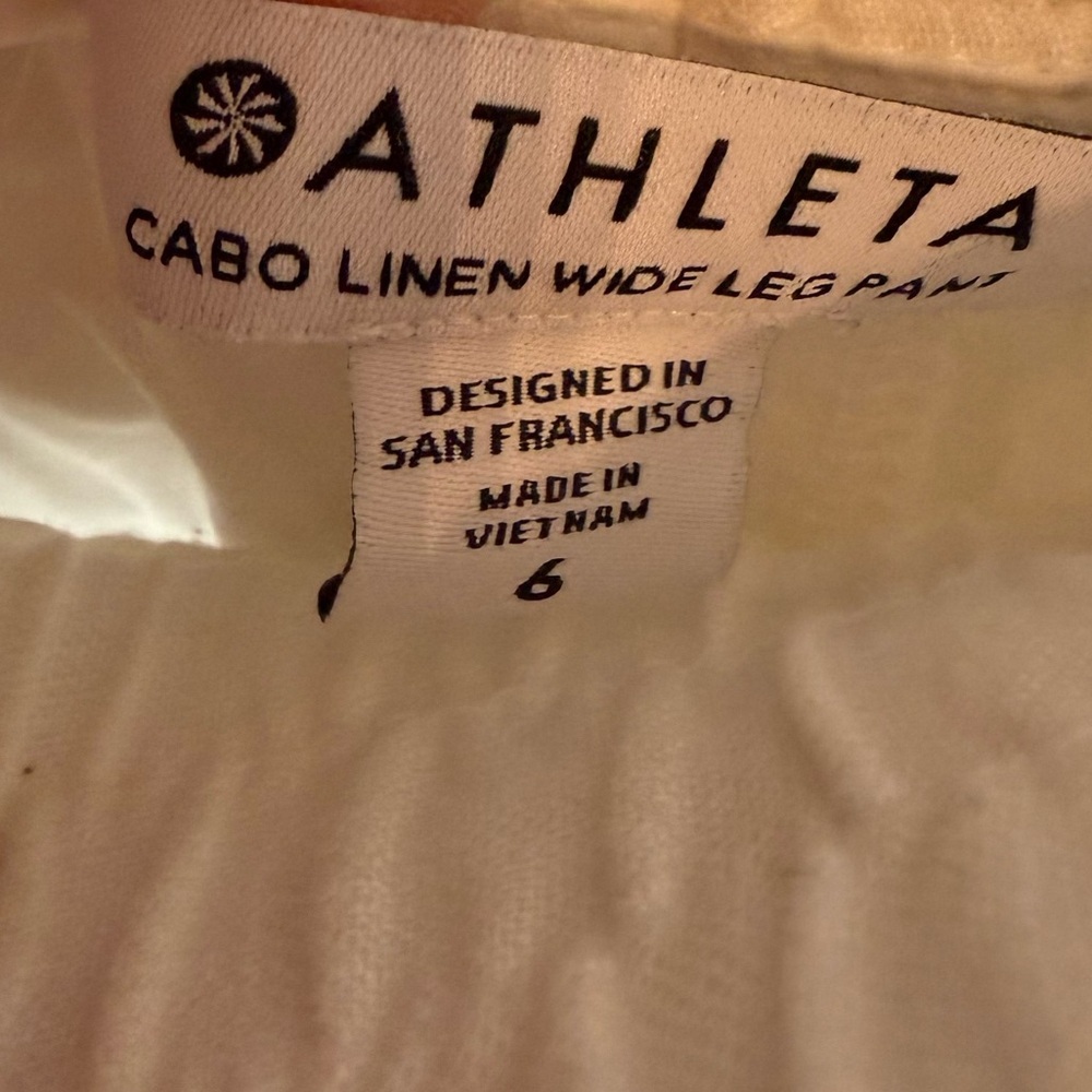 Athleta Cabo Linen Wide Leg Crop Pant White Casual Athleisure Active Women’s 6 - Picture 7 of 10